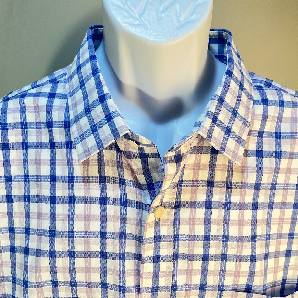 🧵 UNTUCKit Men’s White/Blue/Lavender Long Sleeve Shirt 3XL XXXL EUC 🔥
